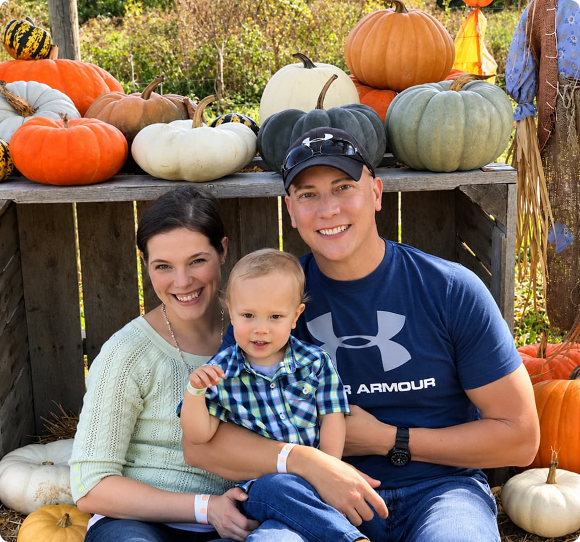 The Sunset Hill family at the farm's pumpkin patch